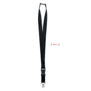 WIDE LANY Lanyard mit Metallkarabiner, schwarz