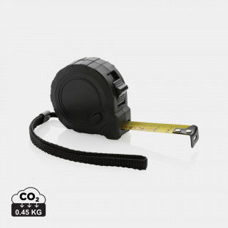 3m/16mm Maßband mit Stop-Taste aus RCS recycelt. Kunststoff, schwarz