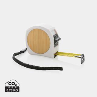 5m/19mm Maßband aus RCS recycelt. Kunststoff & Bambus, weiß