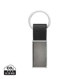 Schicker PU Schlüsselanhänger aus RCS recyc. Zinklegierung, schwarz