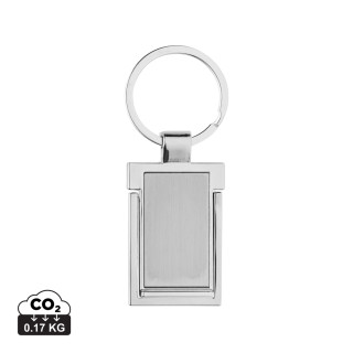 Schlüsselanhänger&Telefonständer aus RCS rec. Zinklegierung, silber