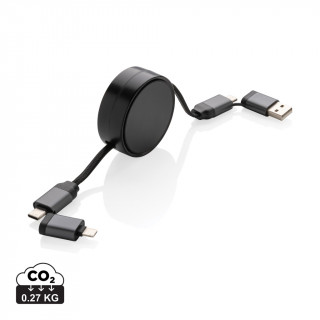 Terra aufrollbares 6-in-1 45W-Kabel aus RCS recyc. Aluminium, grau