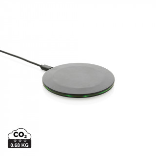 15W-Wireless-Fast-Charger aus recyceltem RCS-Kunststoff, schwarz