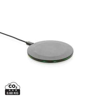 15W-Wireless-Fast-Charger aus recyceltem RCS-Kunststoff, schwarz