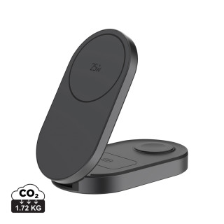 Quantum Ultra-Fast 3-in-1 25W faltbarer Wireless Charger, grau, schwarz