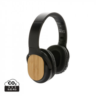 Elite faltbarer kabelloser Kopfhörer aus RCS und Bambus, schwarz