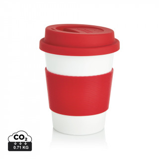 ECO PLA Kaffeebecher, rot, weiß