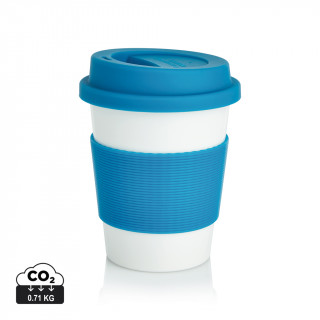 ECO PLA Kaffeebecher, blau, weiß
