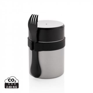Bogota Food-Container mit Keramik-Überzug, silber, schwarz