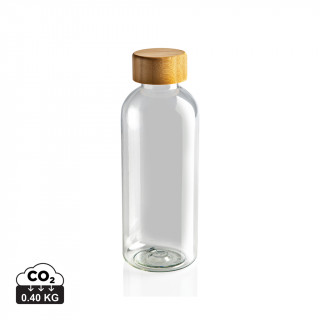 GRS rPET Flasche mit Bambus-Deckel, transparent