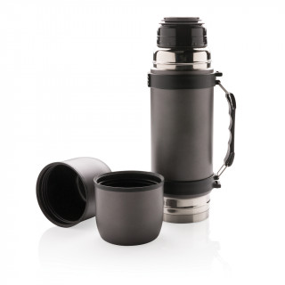 Thermosflasche mit 2 Bechern, grau