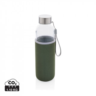 Glasflasche mit Neopren-Sleeve, grün