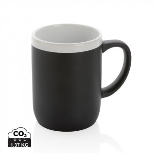 Keramiktasse mit weißem Rand, 300ml, schwarz, weiß