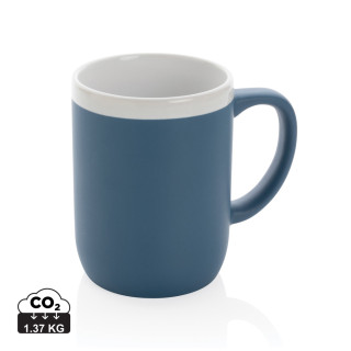 Keramiktasse mit weißem Rand, 300ml, blau, weiß
