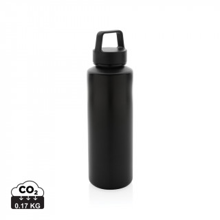 Wasserflasche mit Henkel aus RCS rPP, schwarz