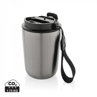 Cuppa Vakuumbecher aus RCS-Stahl mit Umhängeband, silber, schwarz