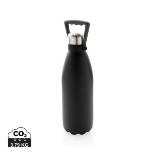 Große Vakuumflasche aus RCS recyceltem Stainless-Steel 1,5L, schwarz
