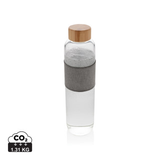 Impact Borosilikat-Glasflasche mit Bambusdeckel, transparent, grau