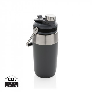 500ml Vakuum StainlessSteel Flasche mit Dual-Deckel-Funktion, grau