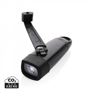 Lightwave USB-Taschenlampe mit Kurbel aus RCS rPlastik, schwarz