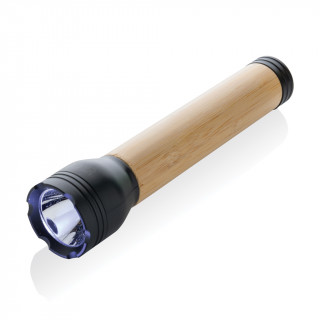 Lucid 5W Taschenlampe aus RCS recyceltem Kunststoff & Bambus, schwarz, braun