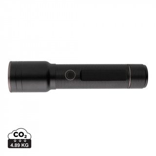 Heavy-Duty USB-Taschenlampe aus RCS recyceltem Aluminium, schwarz