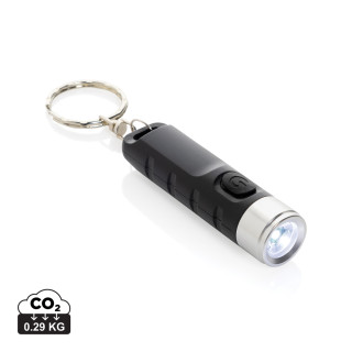 Globix USB Schlüsselanhänger-Taschenlampe aus RCS rABS, schwarz
