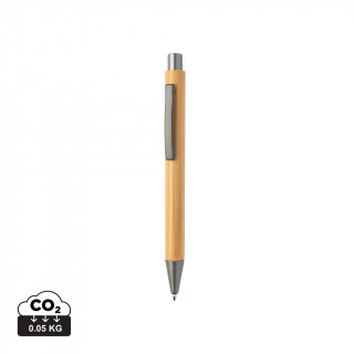 Slim Design Bambus Stift, braun, silber