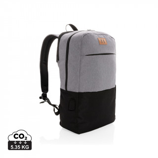 Moderner 15.6" USB & RFID Laptop-Rucksack, PVC-frei, schwarz