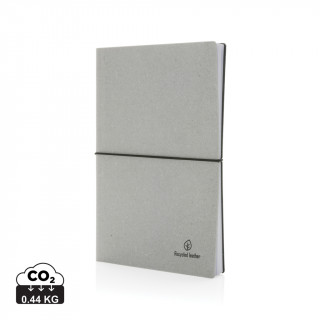 A5 Notizbuch aus GRS recyceltem Leder, Hellgrau