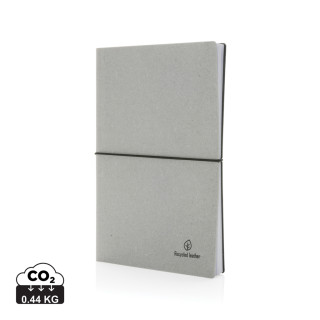 A5 Notizbuch aus GRS recyceltem Leder, Hellgrau