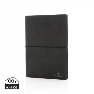 A5 Notizbuch aus GRS recyceltem Leder, grau