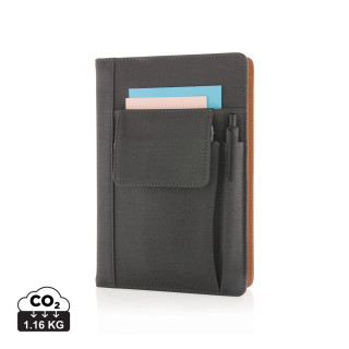 Notizbuch mit Telefontasche, schwarz