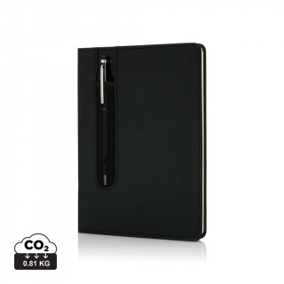 Basic Hardcover PU A5 Notizbuch mit Stylus-Stift, schwarz