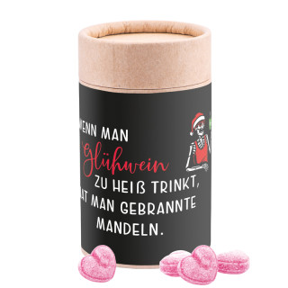 Papierdose Eco Midi, kandierten Glühweinherzen-Bonbons