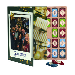 Premium Tisch-Adventskalender "Flip Cover" Eco, Hochformat, Sarotti Schokotäfelchen