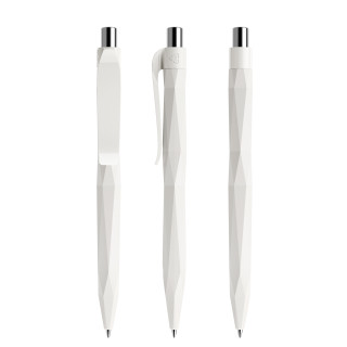 prodir QS20 PMP Push Kugelschreiber, weiß, silber glänzend, Schreibfarbe: blau