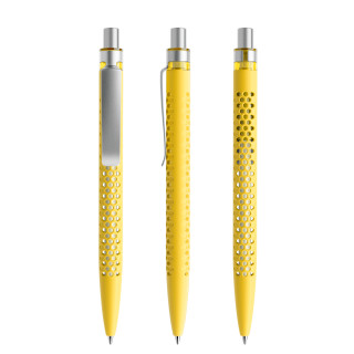 prodir QS40 Soft Touch PRS Push Kugelschreiber, zitrone, silber matt, Schreibfarbe: blau