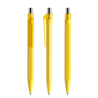 prodir QS50 PMT Push Kugelschreiber, zitrone, silber glänzend, Schreibfarbe: blau