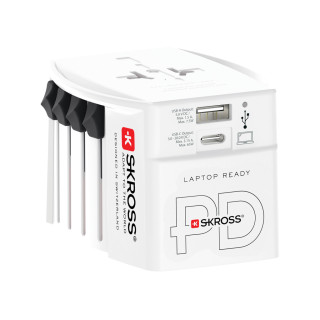 SKROSS World Travel Adapter MUV 65W PD mit USB-C-Kabel, weiß