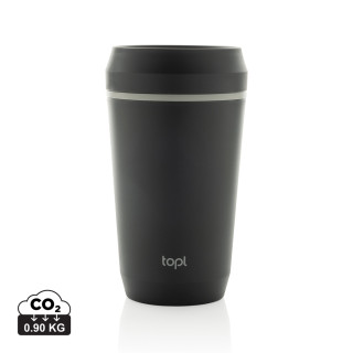 Topl-Becher aus rec. Kunststoff mit 360-Grad-Deckel 354ml, grau