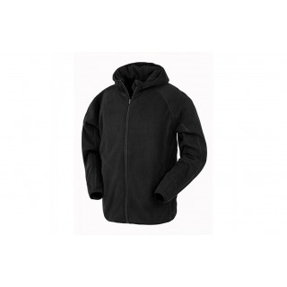 Hooded Recycled Microfleece Jacket, S, black