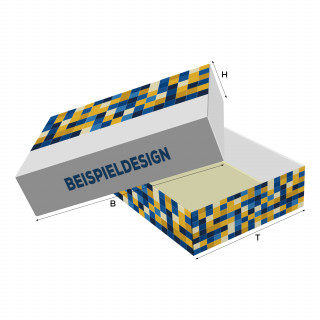 Stülpfaltschachtel, H: 25 x B: 75 x T: 75 mm, bedruckt, Hochweiß-Karton