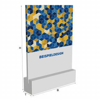 Sockeldisplays-Schild, H: 297 x B: 210 x T: 10 mm, bedruckt, Hochweiß-Karton