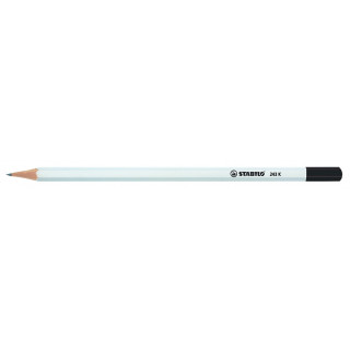 STABILO Grafitstift 6-kant weiß mit Tauchkappe