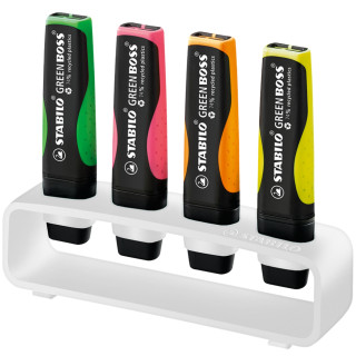 STABILO GREEN BOSS 4er Tisch-Set Leuchtmarkierer, weiß