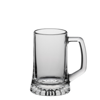 Moderner Bierkrug mit Bodenoptik, klarglas, 0,2 l, mit 1-farbig, Sieb-Direktdruck