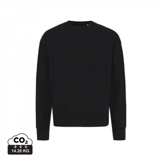 Iqoniq Kruger Relax-Rundhals-Sweater aus recycelt. Baumwolle, schwarz