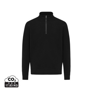 IQONIQ Elgon Quarter-Zip-Sweater aus rec. Baumwolle, schwarz