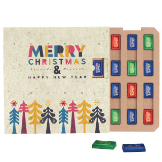 Täfelchen-Adventskalender Eco, Graspapier, Lindt Schokotäfelchen